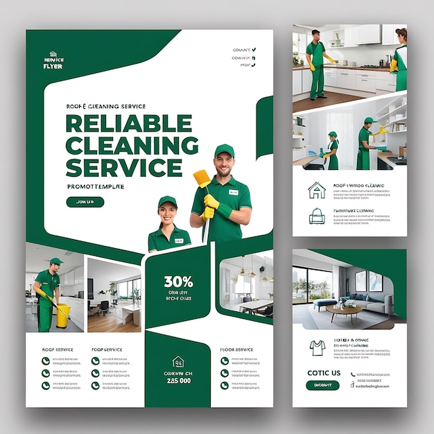 Professional Cleaning Service Flyer Template with Modern Design