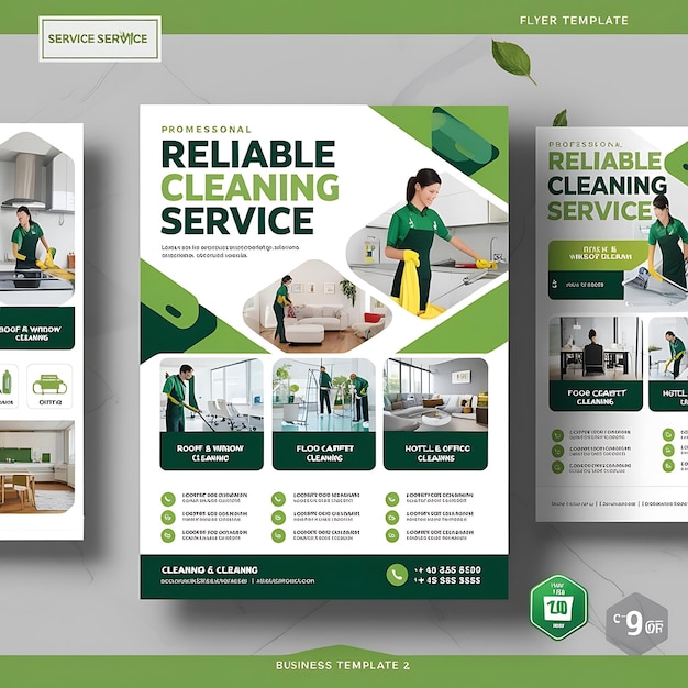 Professional Cleaning Service Flyer Template with Modern Design