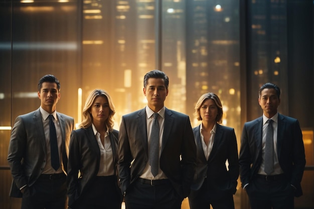 Professional company staff walking downstairs at office building Successful and ambitious young tea