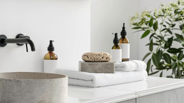 Professional Cosmetic Products with Towel Stone and Soap