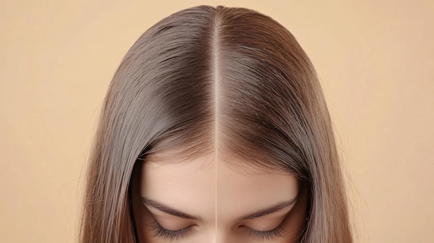 Photo professional dandruff treatment before and after comparison of womans hair