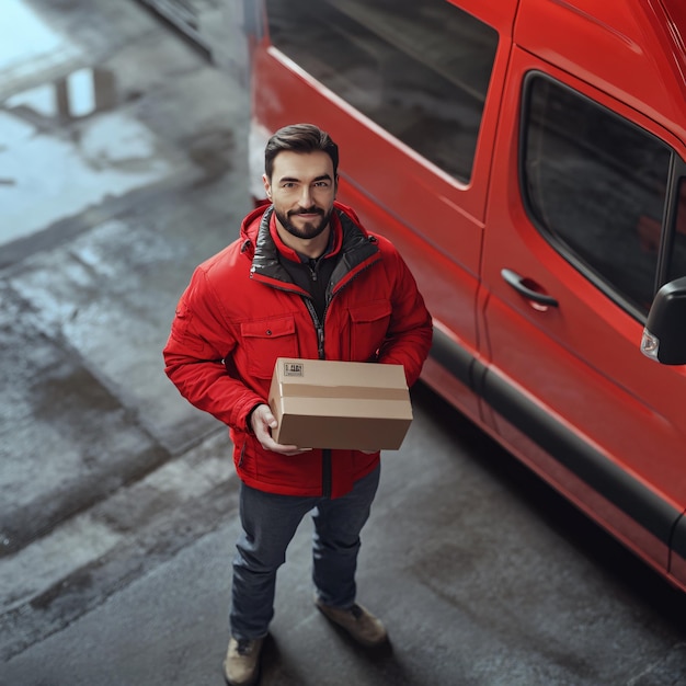 Photo professional delivery man preparing for holiday rush