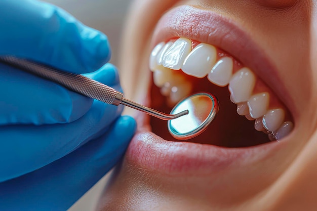 Photo professional dental examination enhancing oral health with quality dentistry services