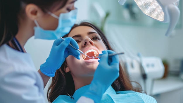 Professional dentist working in modern clinic