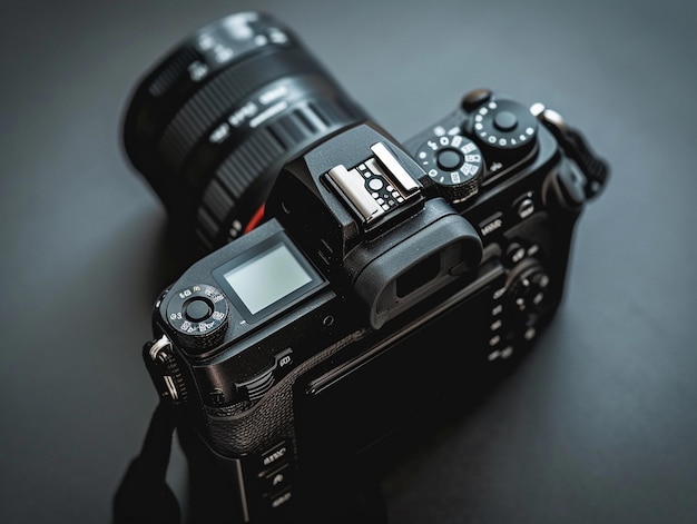 Professional DSLR Camera on Dark Background