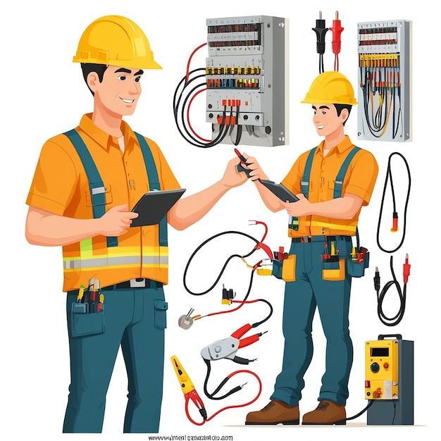 Photo professional electrician insights talents and protection in electric work