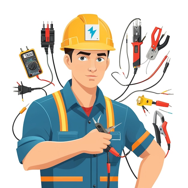 Photo professional electrician insights talents and protection in electric work