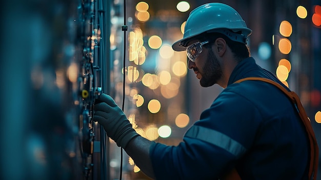 A professional Electrician working in a building