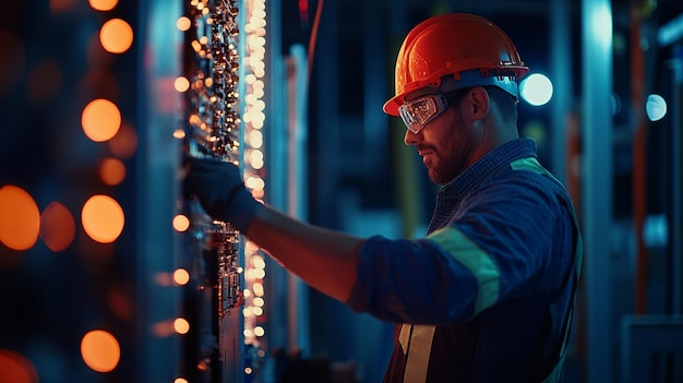 A professional Electrician working in a building