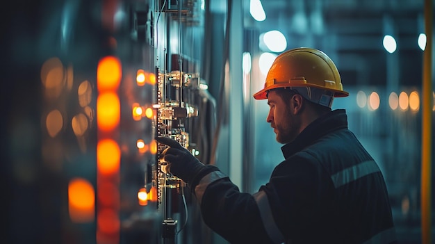 A professional Electrician working in a building