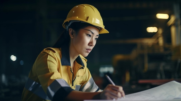 Professional engineer worker and female Factory and warehouse quality control maintenance and inspection Generative AI workshop for plant operators