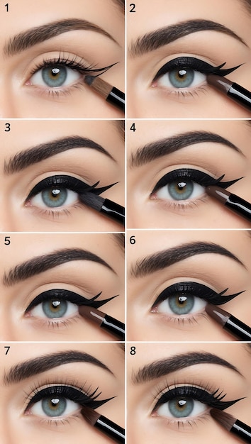 Photo professional eye makeup tutorial for perfect application