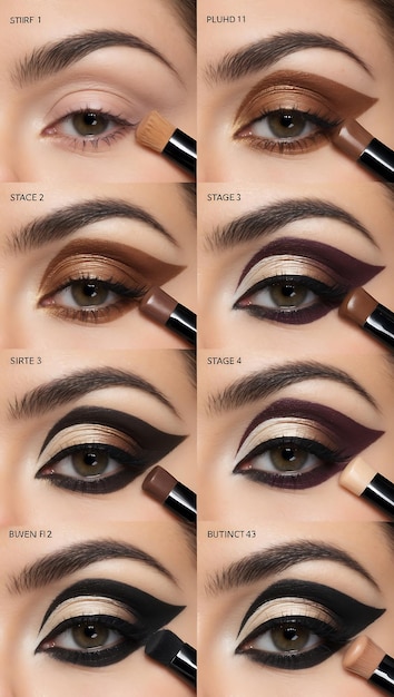 Photo professional eye makeup tutorial for perfect application