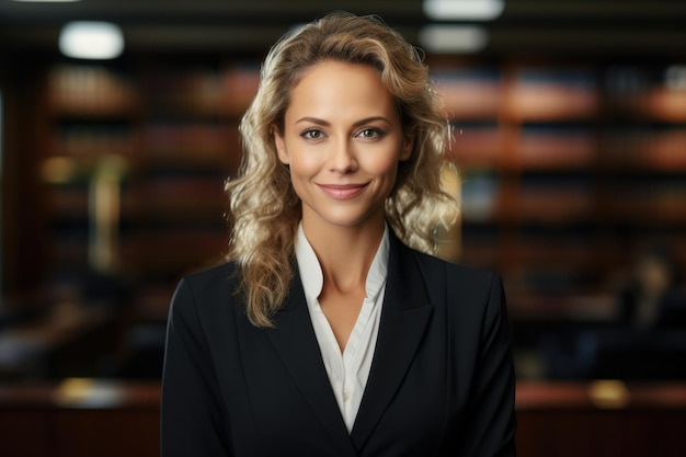 Photo professional female lawyer standing in the office