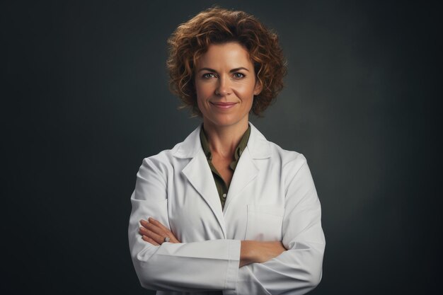 Professional Female Physician in Dark Studio Portrait