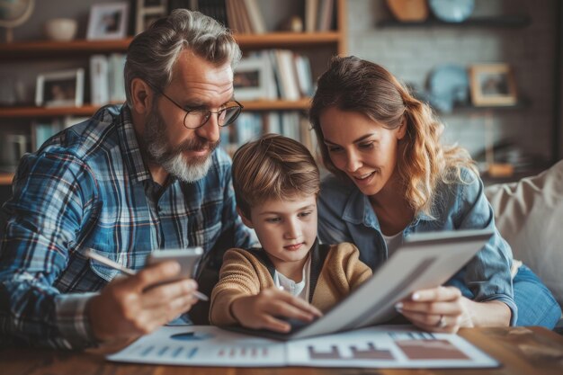 Professional financial advisor illustrating wealth growth strategies to multigenerational families