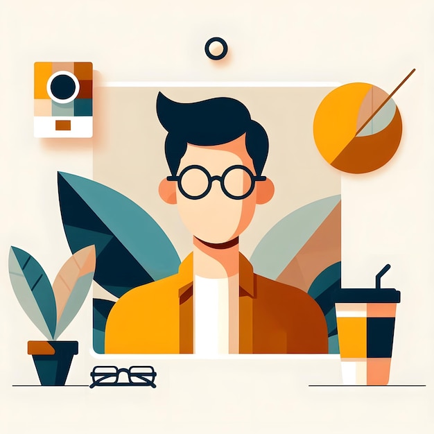 Professional flat illustration of a boy