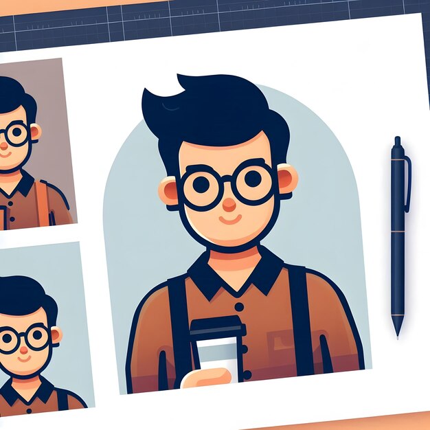 Photo professional flat illustration of a boy