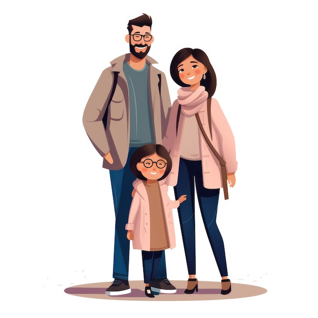 Professional Graphic Vector of Mom Dad and Daughter