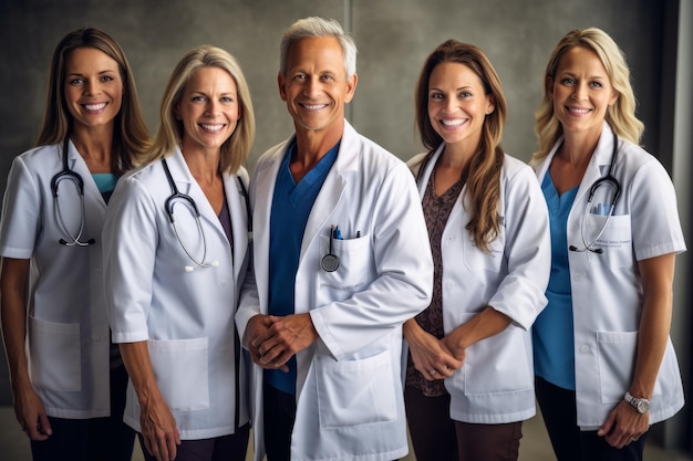 Professional group of doctors standing and smiling