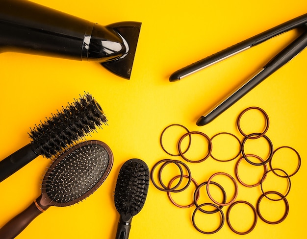 Professional hair dresser toolsbackground.