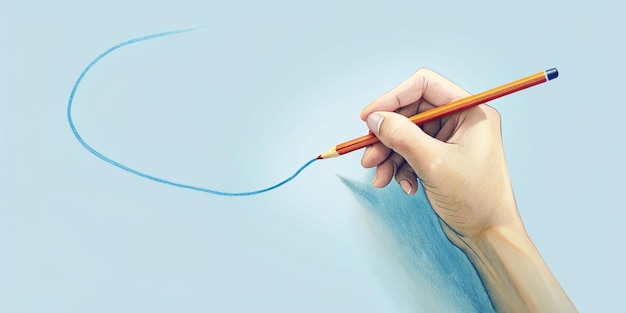 Professional Hand Drawing a Thin Line with Pencil Isolated on Transparent Background