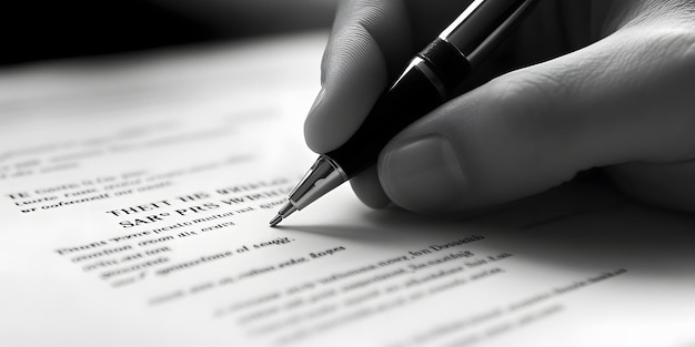 Professional hand signing a contract document