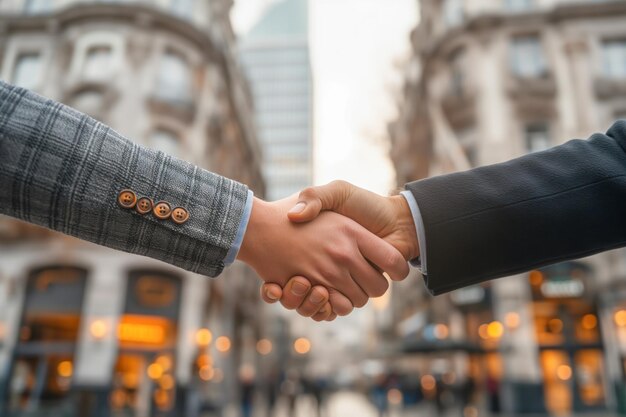 Professional Handshake Between Business Partners in City