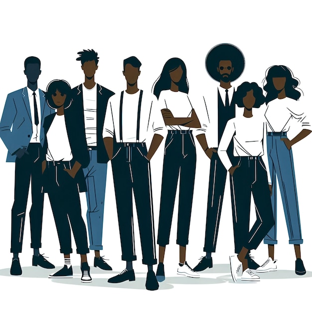 Photo professional and inclusive design of black people team illustration