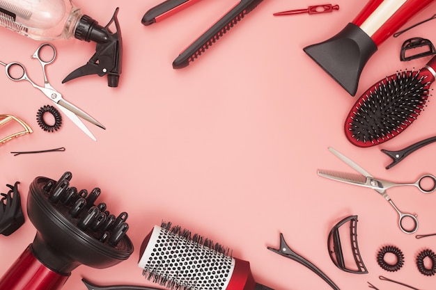 Professional items for a hairdresser and haircuts