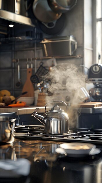 Photo professional kitchen scene with chefs assistant