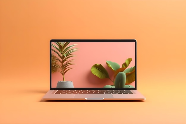 Professional Laptop Mockup Trendy Background HighQuality and Realistic Design for Effective Marke