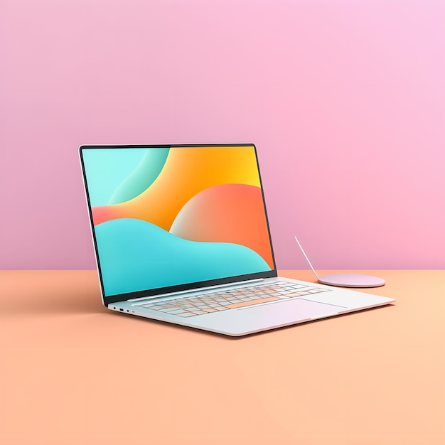 Professional Laptop Mockup Trendy Background HighQuality and Realistic Design for Effective Marke