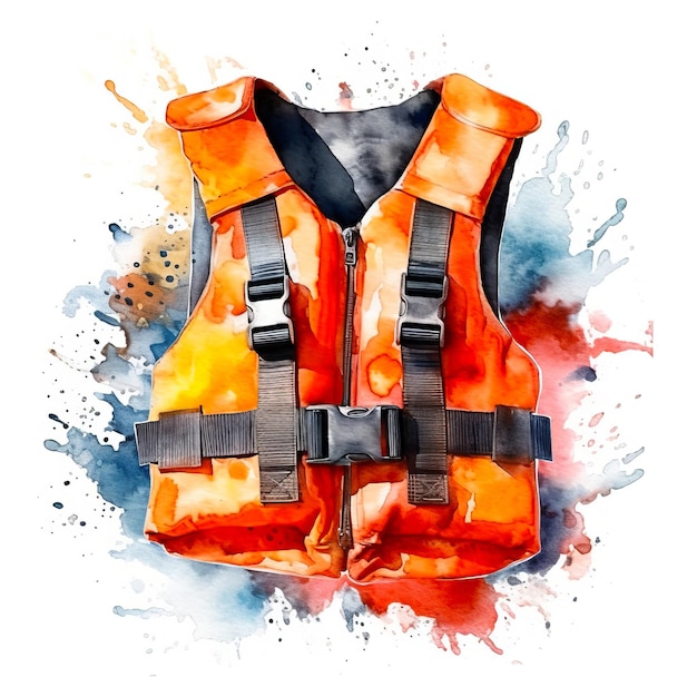 Professional life jacket sports equipment square illustration