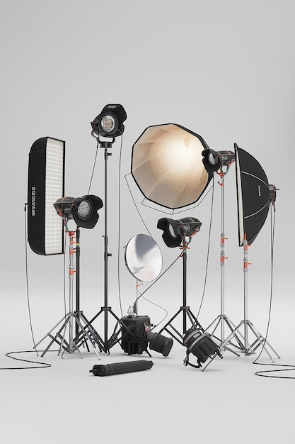 Photo professional lighting equipment isolated on white set