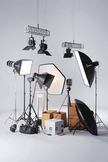 Photo professional lighting equipment isolated on white set