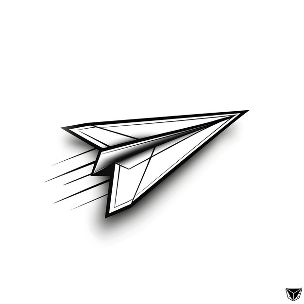 Professional Line Art Logo of a Sleek Paper Airplane on a White Background