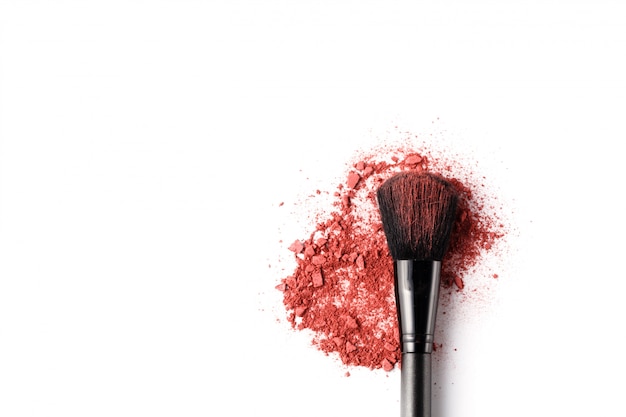 Professional make-up brush on crushed eyeshadow