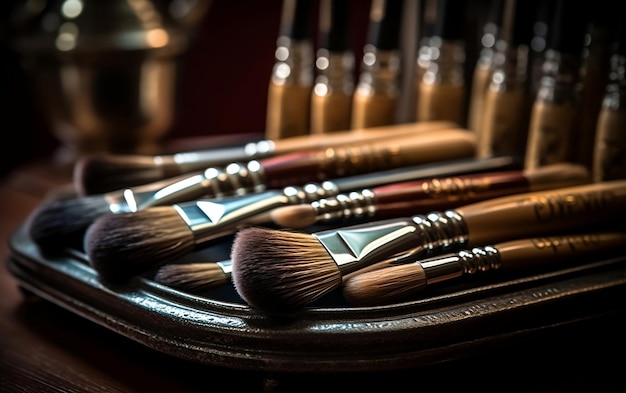 Professional Makeup Brush Set Generative AI