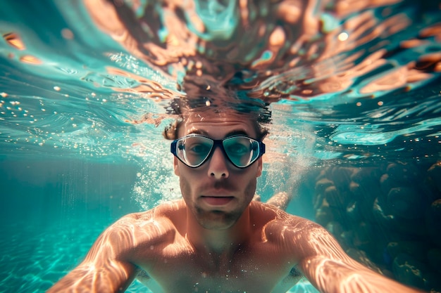 Professional man swimmer inside swimming pool