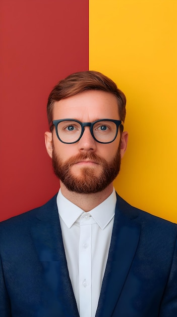 Professional man with glasses against vibrant colored background