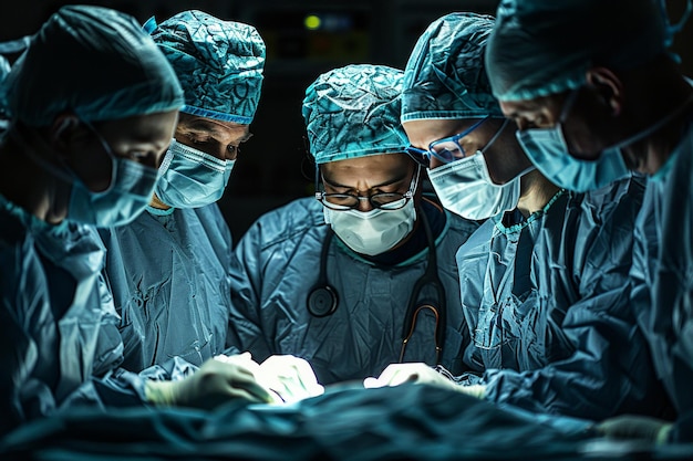 Professional medical staff discuss situation on operating room