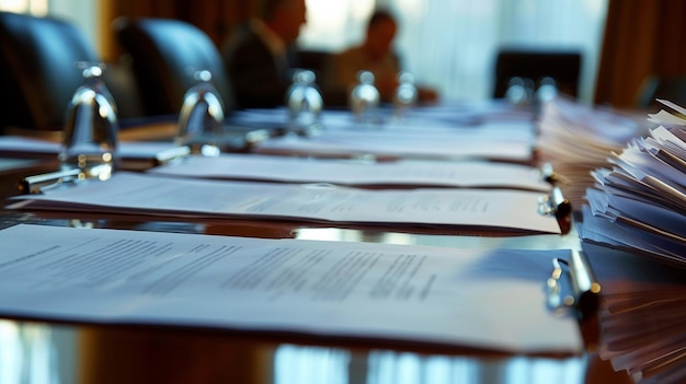 Professional Paper Document Meeting Table CloseUp Image