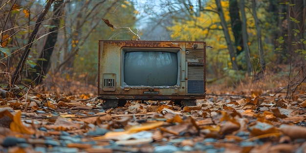 Professional Photo of an Abandoned TV by the Roadside with Copy Space Concept Abandoned TV Roadside Copy Space Professional Photo