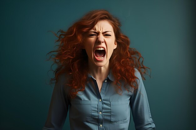 Photo professional photo of a beautiful young lady in screaming pose with expressive body language