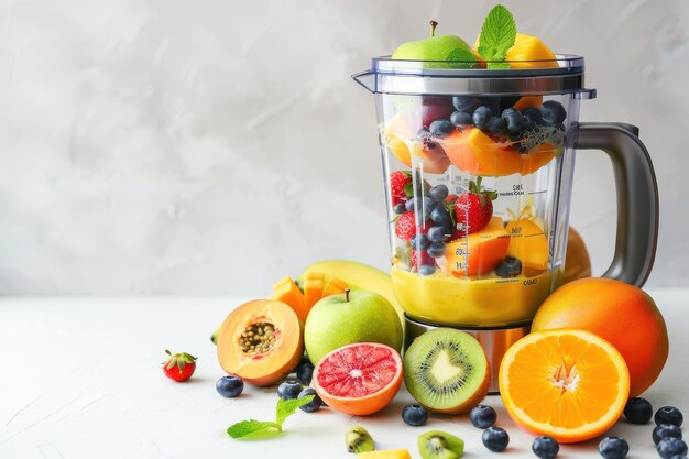 Photo professional photo of a fruit blender on a white background