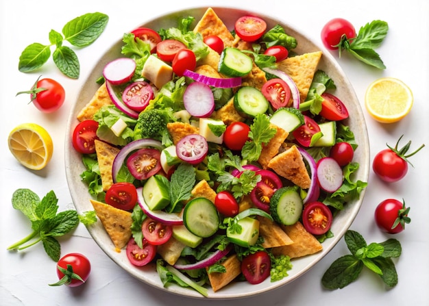 Photo professional photo of a garden salad in a white plate