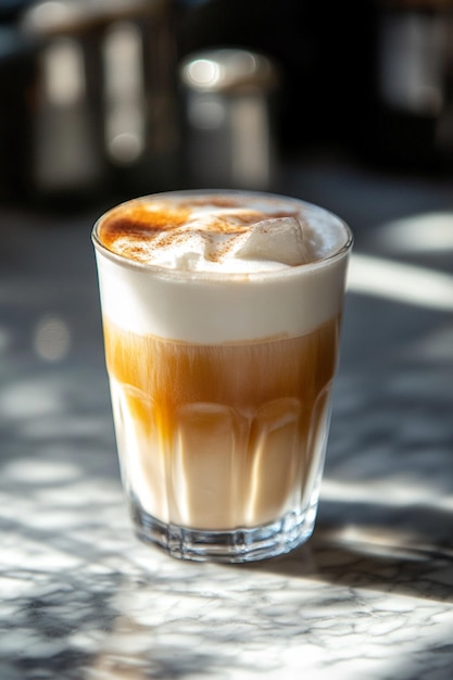 A professional photo of an ice latte coffee