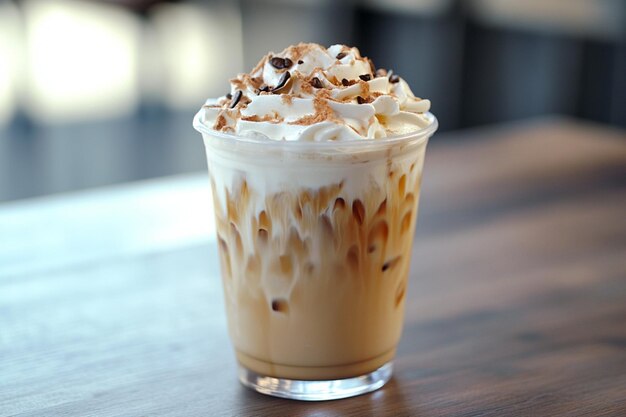 A professional photo of an ice latte coffee