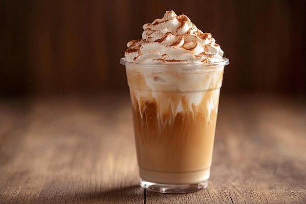 A professional photo of an ice latte coffee